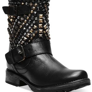 Steven Madden studded Morcoo Moto  boots black